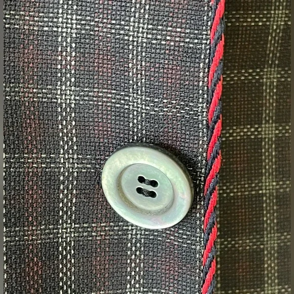 GUCCI Checkered wool Blazer with red stitch trim, blue/red, IT48R, (38R US), GUC - Picture 5 of 15